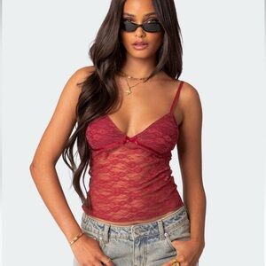 Edkited Red lace top